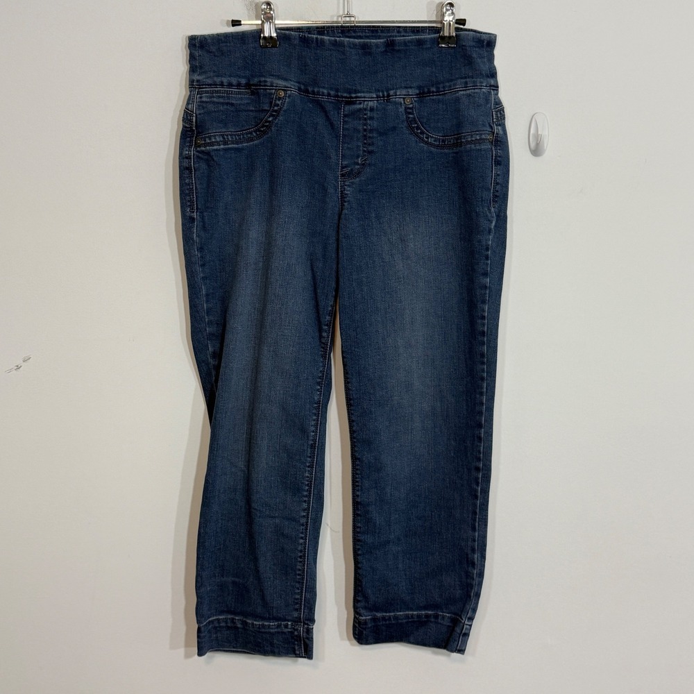 Style Co Womens Jeans M Blue Denim Pull On Cropped Capris Casual Comfort